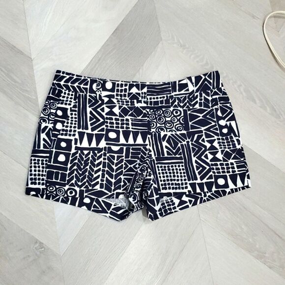 J.CREW Geometric Women’s Navy/White Print Shorts, Size 2 - Picture 1 of 5